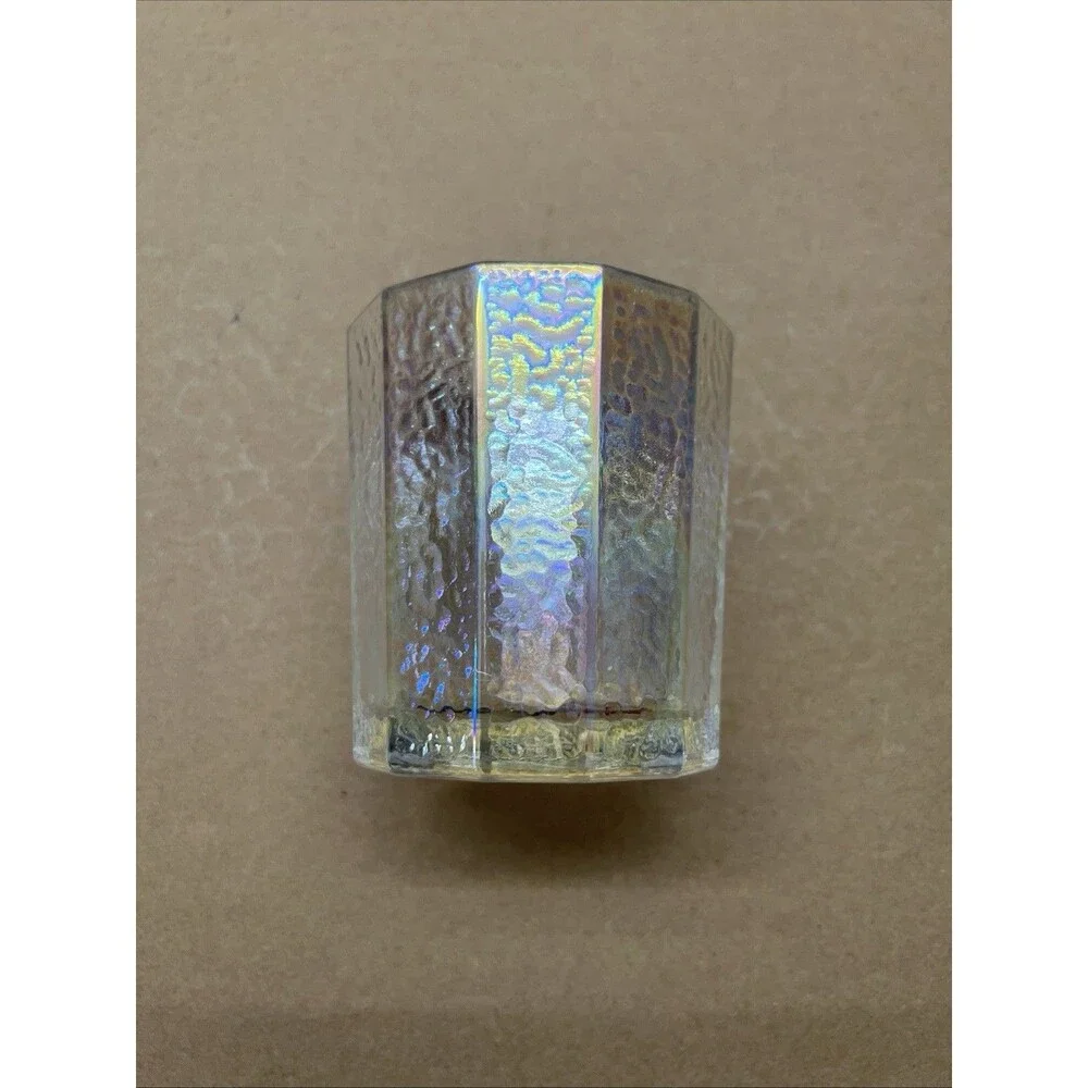 Vintage Hammered, Iridescent, Moon-Glow Lustre Dodecagon Tumblers: Federal Glass